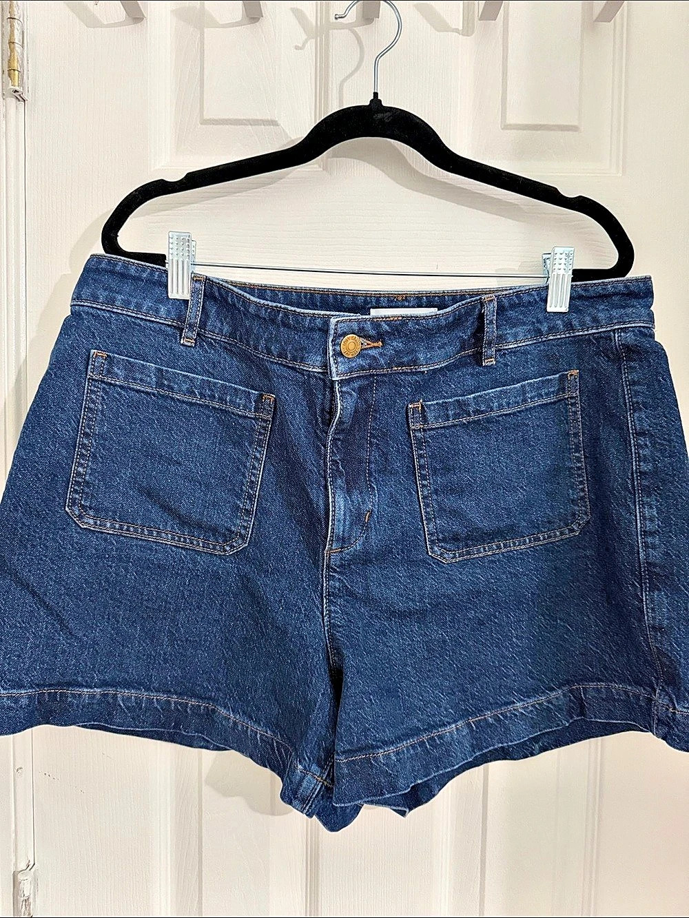 LOFT Women's Palmer Denim Jean Shorts Blue Waist 14